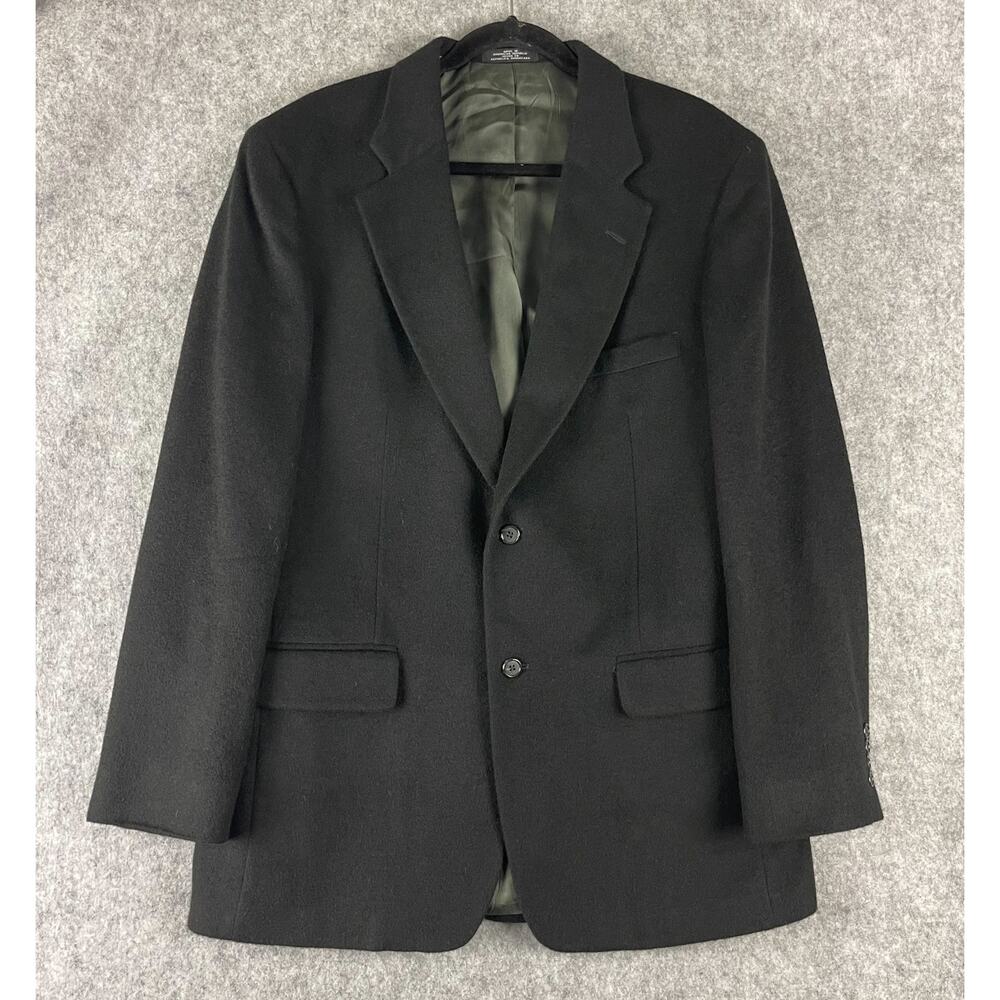 Club Room Camel Hair Blazer Sport Coat Mens 40L Black 2 Button Classic‎ Career